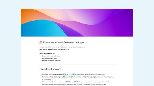 Dashboard example