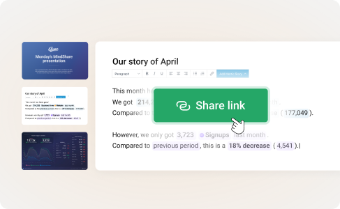 Databox live presentation mode with share link functionality for stakeholder reports